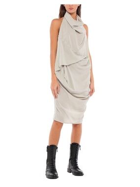 Rick Owens Halter Dress in Light Gray 100% Silk - SMALL